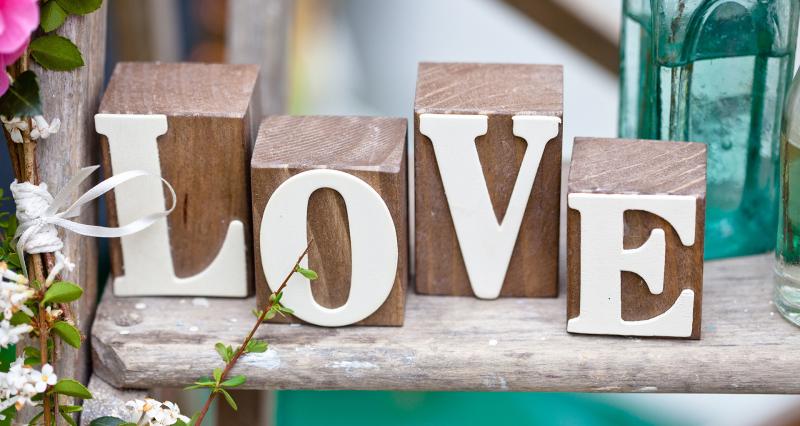 letter blocks spelling out LOVE