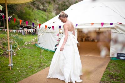 Bride on walk way