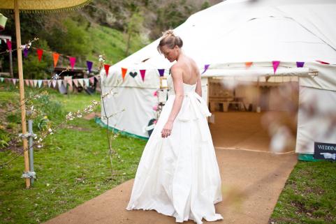 Bride on walk way