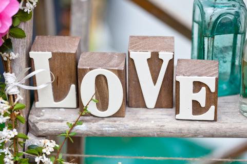 letter blocks spelling out LOVE
