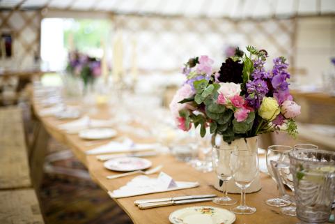 Banquet table in 32 foot yurt