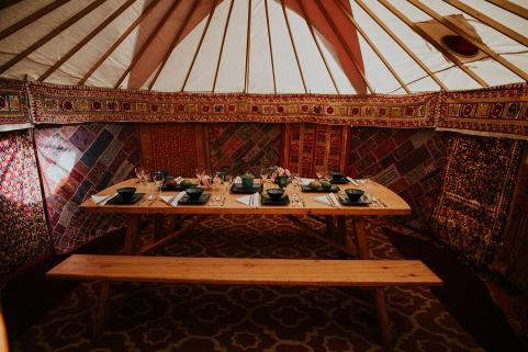 14ft yurt with stunning decor and 8ft table