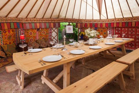 24ft yurt with a 12ft banqueting table