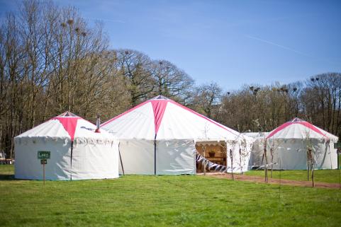 32ft yurt attached to 2x 14ft yurts