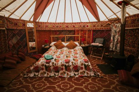 Sumptuous pink double bedroom