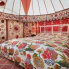 A 14ft bedroom yurt showcasing some of our stunning decorations. #textiles #yurts #glamping